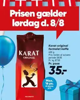 Bilka Karat original formalet kaffe tilbud