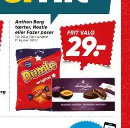 Bilka Anthon Berg tærter, Nestle eller Fazer poser tilbud