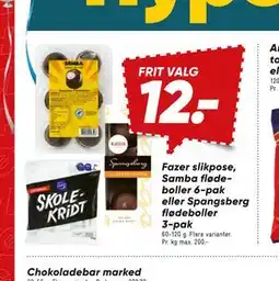 Bilka Fazer slikpose, Samba flødeboller 6-pak eller Spangsberg flødeboller 3-pak tilbud