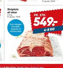Bilka Striploin af okse tilbud