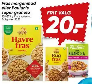 Bilka Fras morgenmad eller Paulun’s super granola tilbud