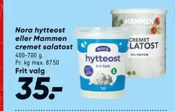 Bilka Nora hytteost eller Mammen cremet salatost tilbud