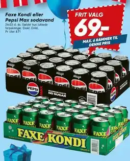Bilka Faxe Kondi eller Pepsi Max sodavand tilbud