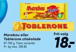 Bilka Marabou eller Toblerone chokolade tilbud
