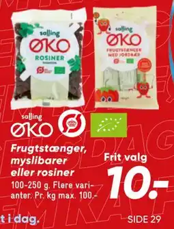 Bilka Frugtstænger, myslibarer eller rosiner tilbud