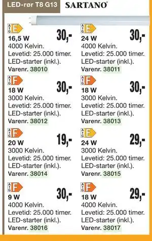 LED-rør T8 G13 SARTANO