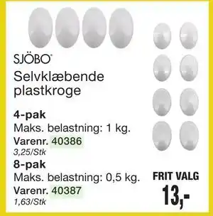 Harald Nyborg SJÖBO Selvklæbende plastkroge tilbud