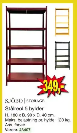 Harald Nyborg SJÖBO | STORAGE Stålreol 5 hylder tilbud