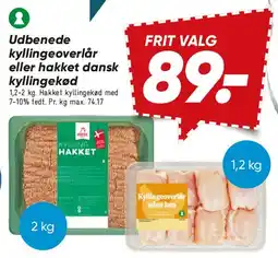 Bilka Udbedene kyllingeoverlår eller hakket dansk kyllingekød tilbud