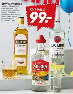 Bilka Spiritusmarked – Bushmills, Bacardi, Sierra Tequila (Frit valg) tilbud