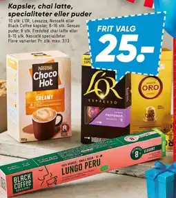 Bilka Kapsler, chai latte og specialiteter (top-venstre gruppe) tilbud