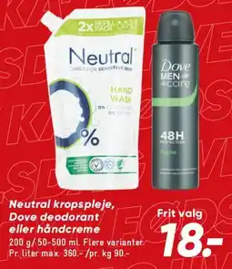 Bilka Neutral kropspleje / Dove deodorant tilbud
