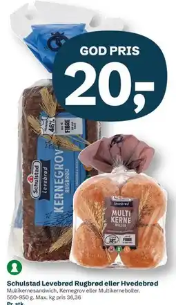 Let-Køb Schulstad Levebrød - Rugbrød eller Hvedebrød tilbud