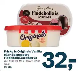 Let-Køb Frisko Is Originals Vanilla eller Spangsberg Flødeboller Jordbær Is tilbud