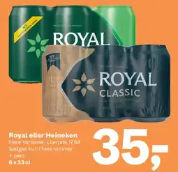 Let-Køb Royal eller Heineken (6 x 33 cl) tilbud