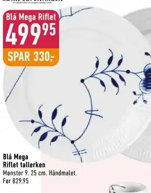 Blå Mega Riflet tallerken