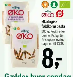 Føtex Økologisk fuldkornspasta tilbud
