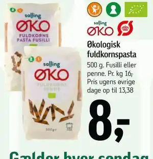 Føtex Økologisk fuldkornspasta tilbud