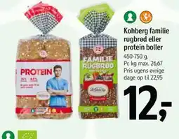 Føtex Kohberg familie rugbrød eller protein boller tilbud