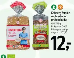 Føtex Kohberg familie rugbrød eller protein boller tilbud