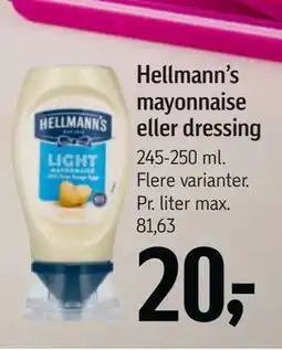 Føtex Hellmann’s mayonnaise eller dressing tilbud
