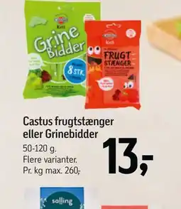 Føtex Castus frugtstænger eller Grinebidder tilbud