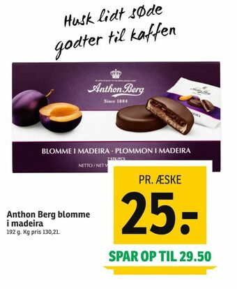 SPAR Anthon Berg blomme i madeira tilbud