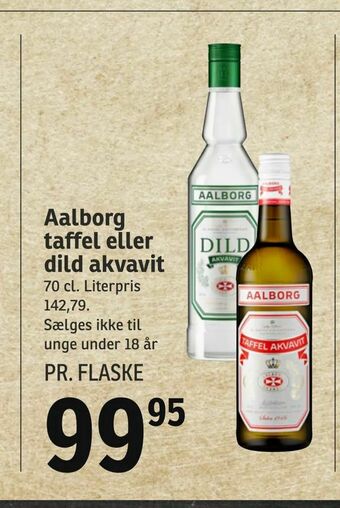 SPAR Aalborg taffel eller dild akvavit tilbud