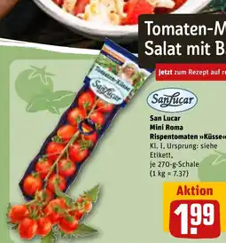 REWE DE San Lucar Mini Roma Rispentomaten Küsse tilbud