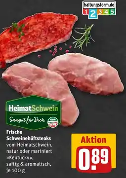 REWE DE Frische Schweinehüftsteaks tilbud