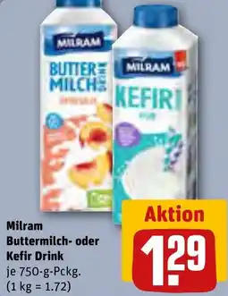 REWE DE Milram Buttermilch- oder Kefir Drink tilbud