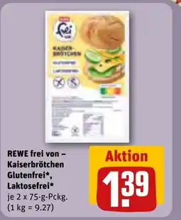 REWE DE REWE frei von Kaiserbrötchen Glutenfrei, Laktosefrei tilbud
