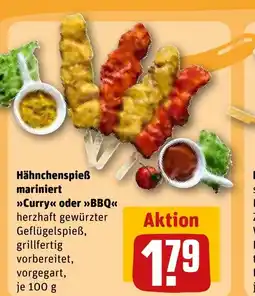 REWE DE Hähnchenspieẞ mariniert Curry oder BBQ tilbud