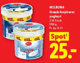 Lidl MILBONA Græsk-inspireret yoghurt 1100 g tilbud