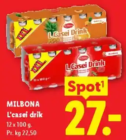 Lidl MILBONA L'casei drik 12 x 100 g tilbud