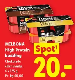 Lidl MILBONA High Protein budding 4 x 125 g tilbud