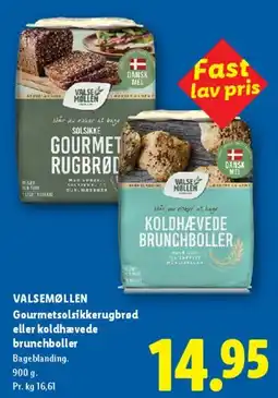 Lidl Valsemøllen Gourmet rugbrød / Koldhævede brunchboller tilbud