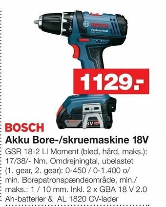 Bauhaus Akku Bore-/skruemaskine 18V tilbud