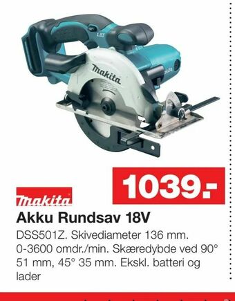 Bauhaus Akku Rundsav 18V tilbud