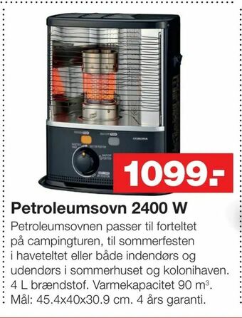 Bauhaus Petroleumsovn 2400 W tilbud