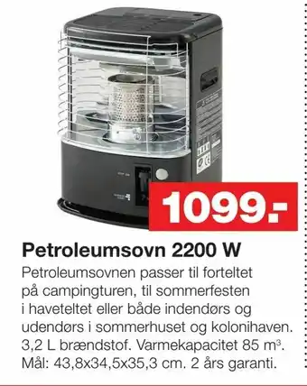 Bauhaus Petroleumsovn 2200 W tilbud