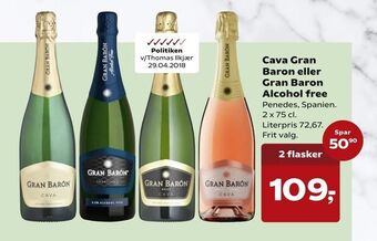 Kvickly Cava Gran Baron eller Gran Baron Alcohol free tilbud