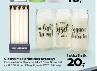 Kvickly Glaslys med print eller kronelys tilbud