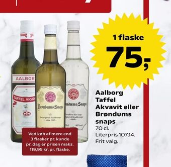 Kvickly Aalborg Taffel Akvavit eller Brøndums snaps tilbud