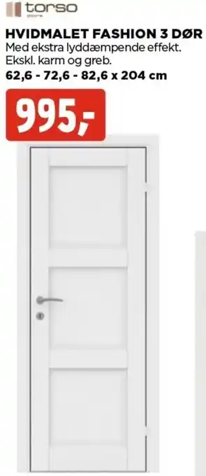 jem & fix Torso Hvidmalet Fashion 3 Dør 62,6-72,6-82,6x204 Cm tilbud