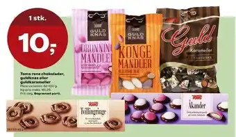 Kvickly Toms rene chokolader, guldknas eller guldkarameller tilbud