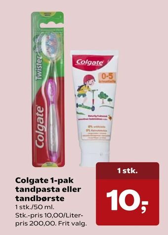 Kvickly Colgate 1-pak tandpasta eller tandbørste tilbud