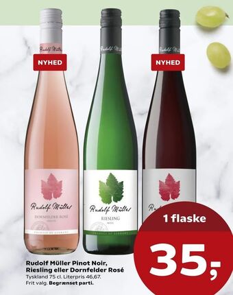 Kvickly Rudolf Müller Pinot Noir, Riesling eller Dornfelder Rosé tilbud