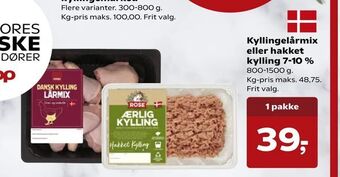 Kvickly Kyllingelårmix eller hakket kylling 7-10 % tilbud