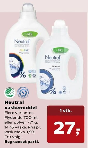 Kvickly Neutral vaskemiddel tilbud